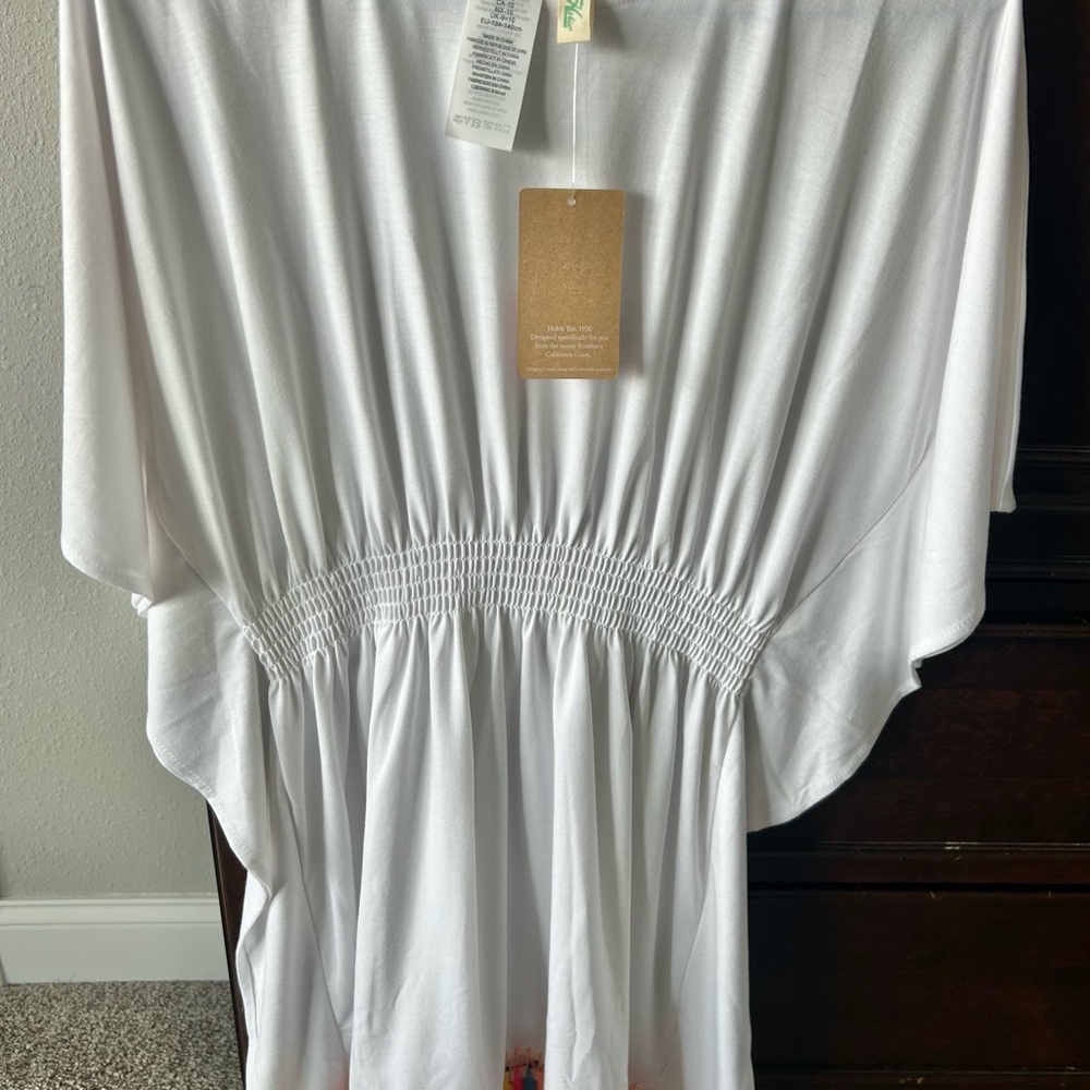 Hobie White Swim Cover-Up with Multi-Color Fringe, Girls’ size 10, NWT
